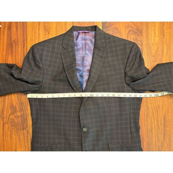 Ted Baker Men's Black Purple Windowpane Notch Lapel Long Sleeve Sport Coat Sz 42 - Picture 2 of 8